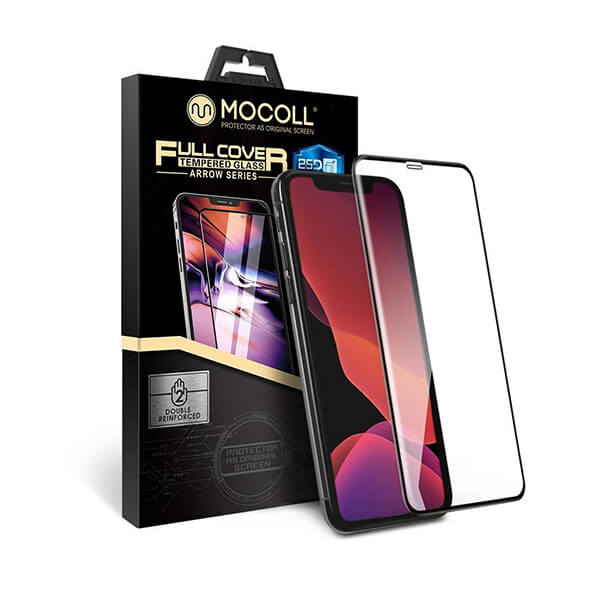 Защитное стекло MOCOLL полноразмерное 2,5D для iPhone XR / 11 Черное (Серия Arrow)_0