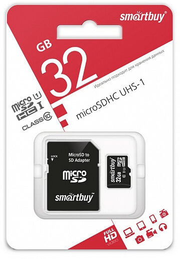 MicroSD SmartBuy 32 Гб с адаптером HC класс 10_0