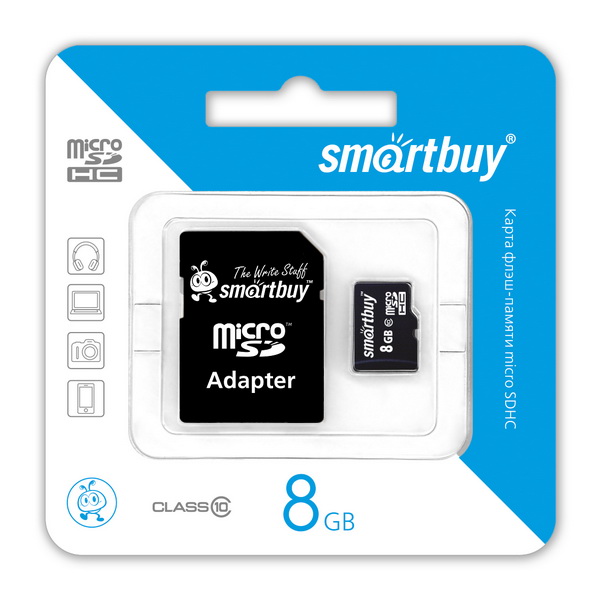 MicroSD SmartBuy 8 Гб с адаптером HC класс 10_0
